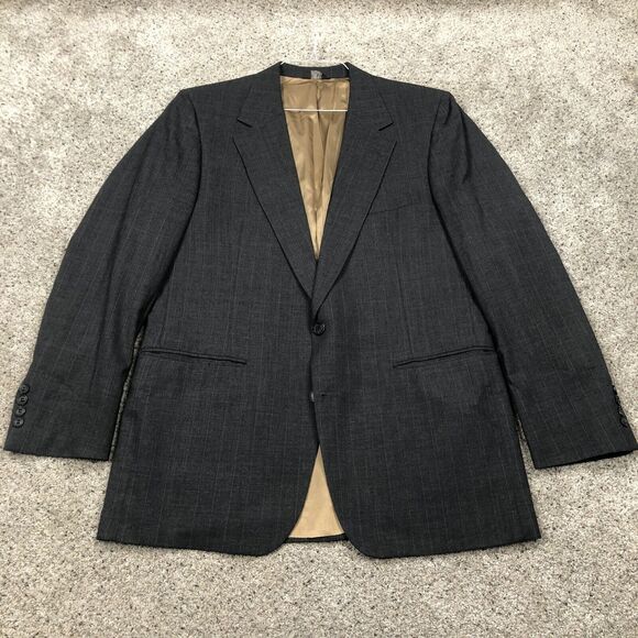 VTG Bill Blass Blazer Mens 42R Grey Pinstripe Wool Sport Coat Suit Jacket USA - Picture 1 of 11
